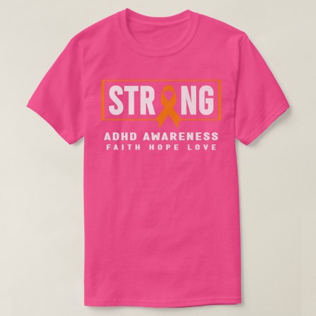 ADHD Strong Shirt - Orange Ribbon, ADHD Awareness  T (Design framsida)