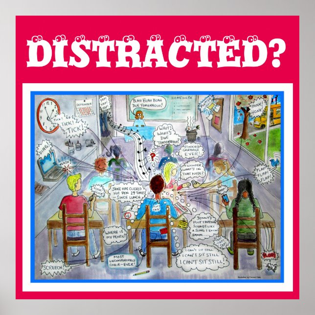 ADHD-symptom Poster: "Distrated" Poster (Framsidan)
