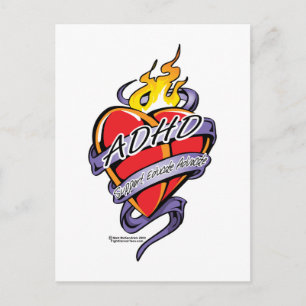 ADHD Tattoo Heart Vykort