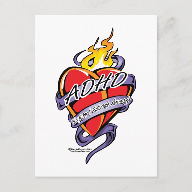 ADHD Tattoo Heart Vykort (Framsida)