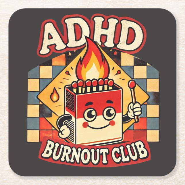 adhd utbrändhets klubb  underlägg papper kvadrat (Framsidan)
