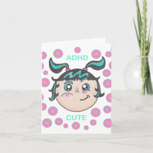 ADHD-välkomstkort med "ADHD sött" illustration Anteckningskort