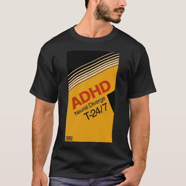 Adhd Video Cassette Vhs Neural Divergent T Shirt (Framsida)
