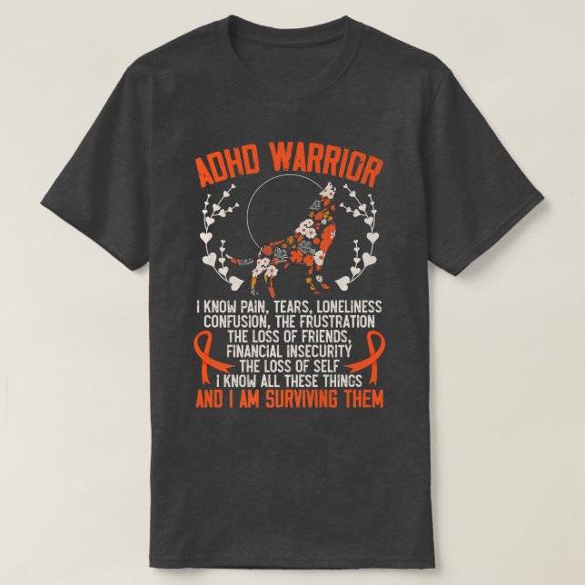 ADHD Warrior Embrace Neurodiversity ADHD Awareness T Shirt (Design framsida)