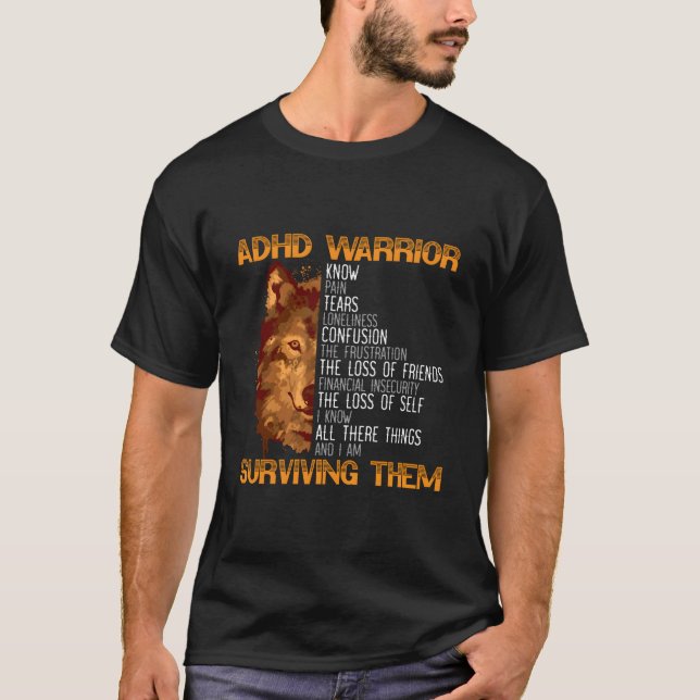 Adhd Warrior Embrace Neurodiversity Adhd Awareness T Shirt (Framsida)