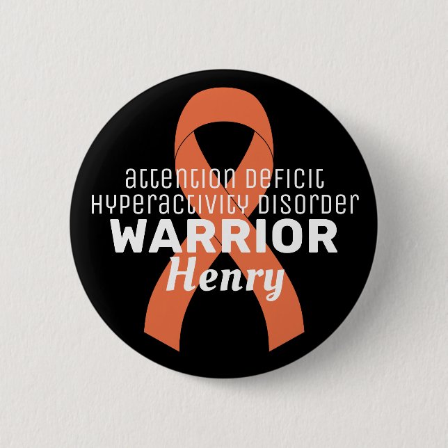 ADHD Warrior Ribbon Black-knapp Knapp (Framsida)