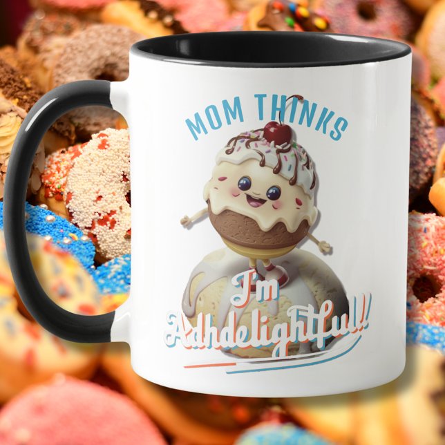 ADHDelimous Sundae Personlig ADHD Mugg (adhd, gift, advocate, mug, adhd mug, kawaii, cute, neurodiverse, neurodivergent, add)