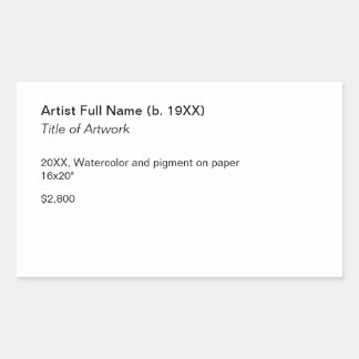 Adhesive Artwork Exhibition Label Template Rektangulärt Klistermärke