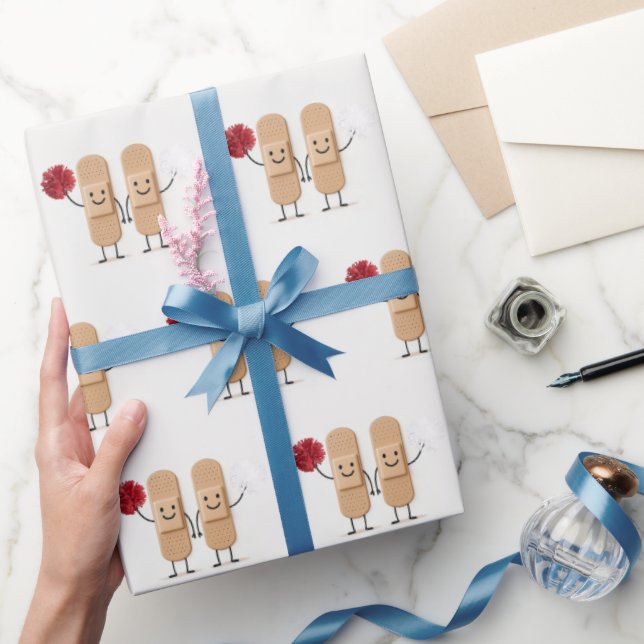 Adhesive Bandage Cheerleaders On White Presentpapper (Gifting)