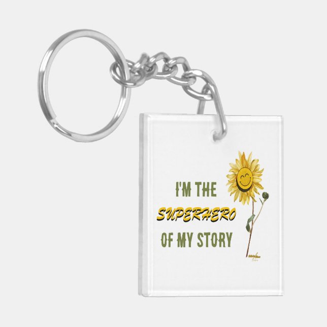 Adiela Akoo, superhjälten White Acrylic Keychain (Vänstra Framsidan)