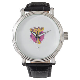 Adige Giraffe med Hearts Tecknad Kärlek Armbandsur