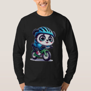 Adiger Panda på en Bike Roligt Girls Boys T Shirt