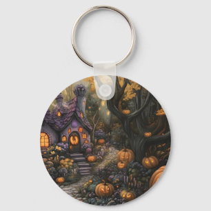 Adigert Spooky House och Halloween Pumpkin Patch Nyckelring