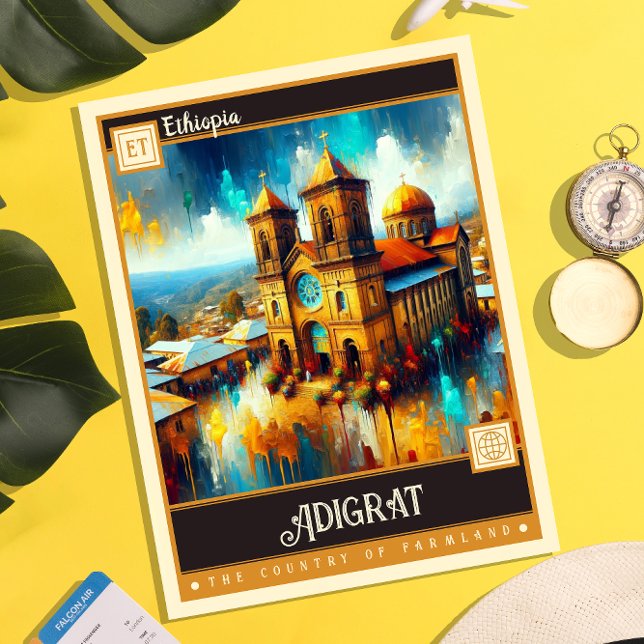 Adigrat, Etiopien | Måla Vintage Vykort (Skapare uppladdad)