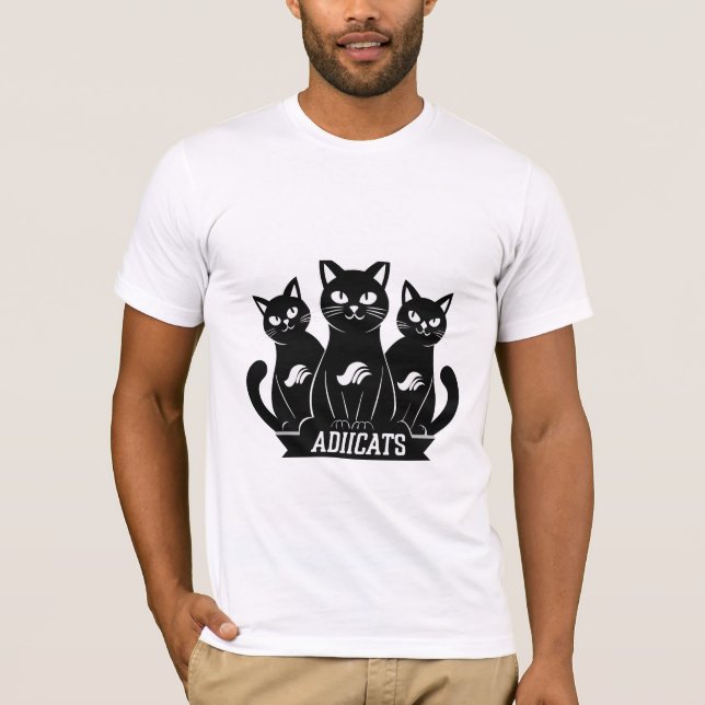 Adiicats Black Cat T-Shirt 2024 | 3 Svart katt (Framsida)