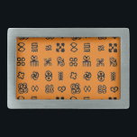 Adinkra African Symbols<br><div class="desc">African Adinkra Symbols. av Robert Sutherland Rattray,  1927. Svart och orange mönster. Anpassningsbar bälte låsbeslag. Gift idé.</div>