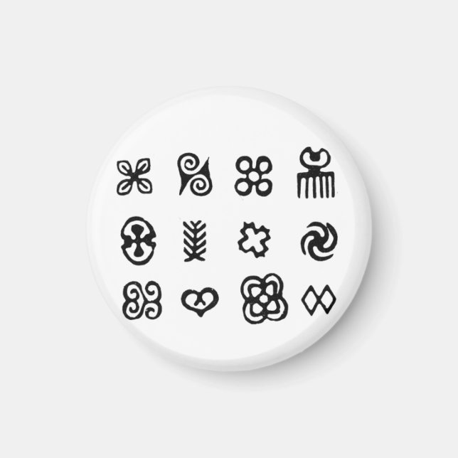 Adinkra African Symbols Black and White Magnet (Framsidan)