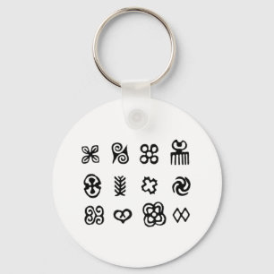 Adinkra African Symbols Black and White Nyckelring