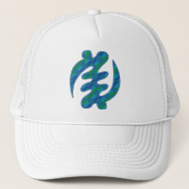 Adinkra Blue Grönt Kente K16 Gye Nyame Keps