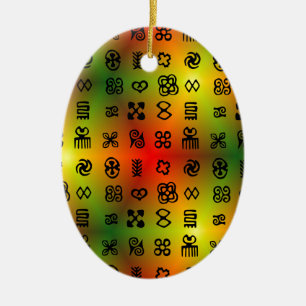 Adinkra-symboler med afrikanskt Färg Julgransprydnad Keramik