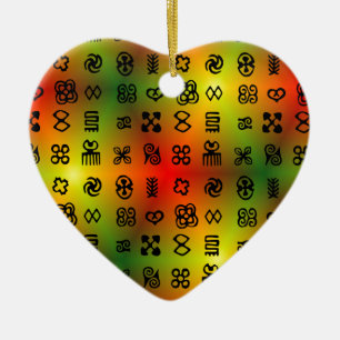 Adinkra-symboler med afrikanskt Färg Julgransprydnad Keramik