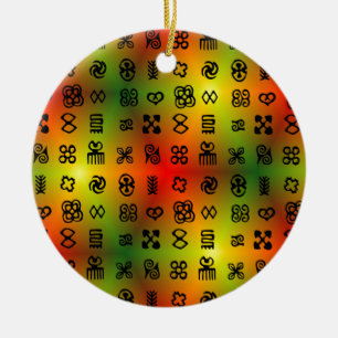 Adinkra-symboler med afrikanskt Färg Julgransprydnad Keramik