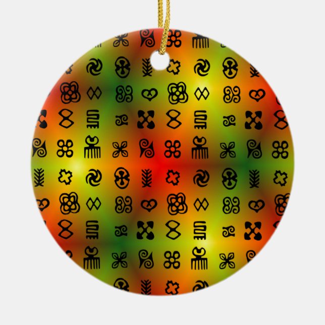 Adinkra-symboler med afrikanskt Färg Julgransprydnad Keramik (Framsidan)