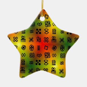 Adinkra-symboler med afrikanskt Färg Julgransprydnad Keramik