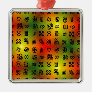 Adinkra-symboler med afrikanskt Färg Julgransprydnad Metall