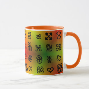 Adinkra-symboler med afrikanskt Färg Mugg