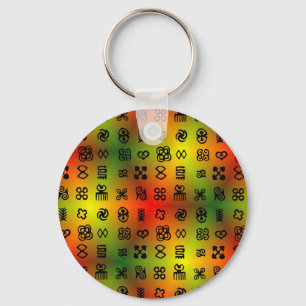 Adinkra-symboler med afrikanskt Färg Nyckelring