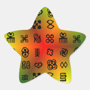Adinkra-symboler med afrikanskt Färg Stjärnformat Klistermärke