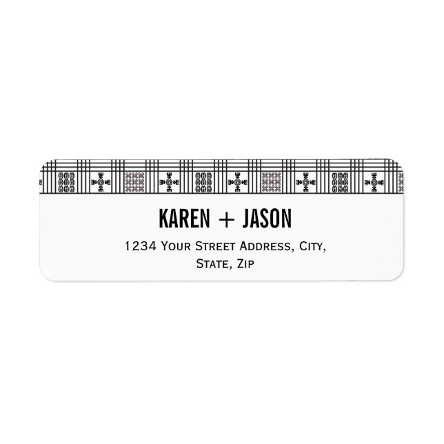 Adinkra Väster African Textilier Returadress Etikett (Framsidan)