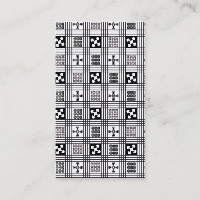 Adinkra väster - afrikansk textil visitkort (Framsida)