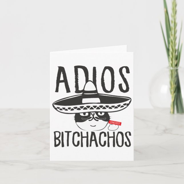 Adios Achos Cat in Sombrero Funny Cinco De Mayo Qu Kort (Framsida)
