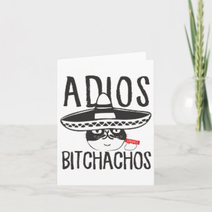 Adios Achos Cat in Sombrero Funny Cinco De Mayo Qu Kort