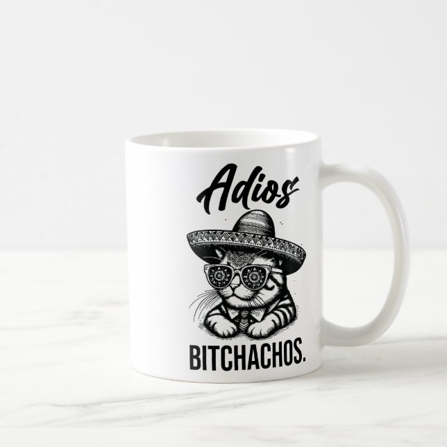 Adios Achos Cat in Sombrero Funny Spansk funny Ad Kaffemugg (Höger)
