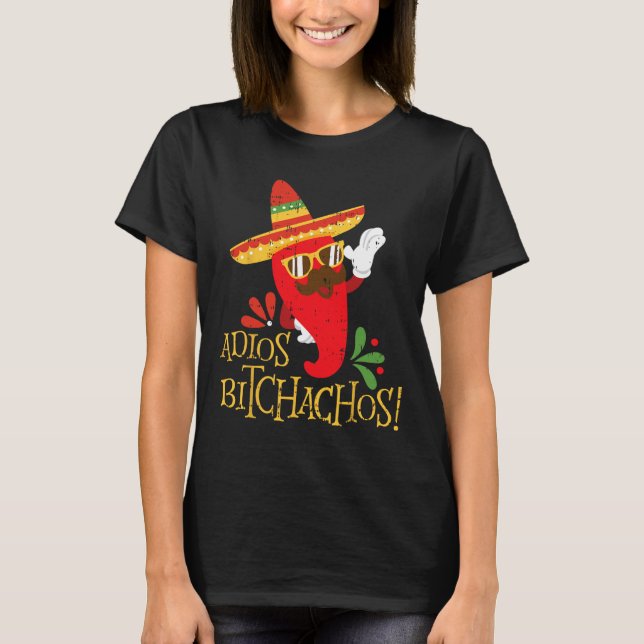 Adios Achos Cinco De Mayo Mexican Chili Peppers T Shirt (Framsida)