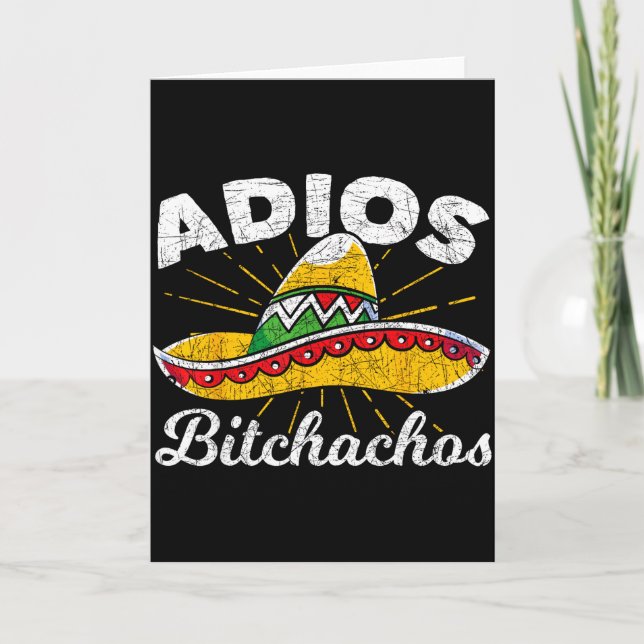 Adios Achos Sombrero Fiesta Mexiko Roligt Cinco De Kort (Framsida)
