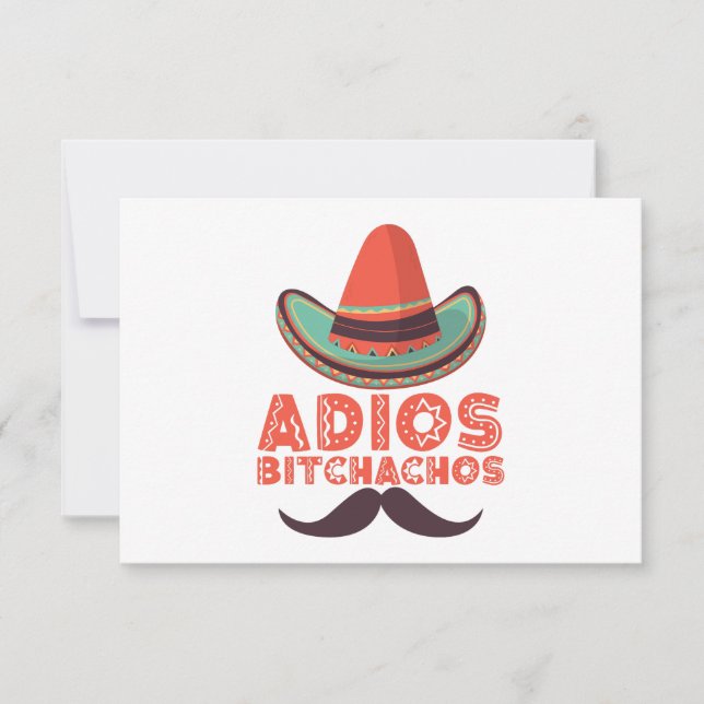 Adios Bitchachos Sombrero Retro Cinco De Mayo Tack Kort (Framsida)