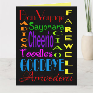 Adios Cheerio 8 x 10 Farewell Card Kort