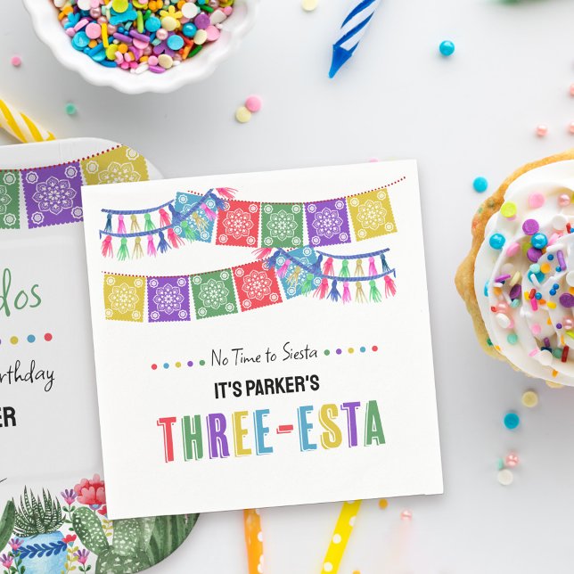 Adios Dos 3rd Birthday Three Esta Fiesta Party Pappersservett (Create a colorful mexican fiesta  three-esta 3rd birthday tablescape .. no time to siesta!)