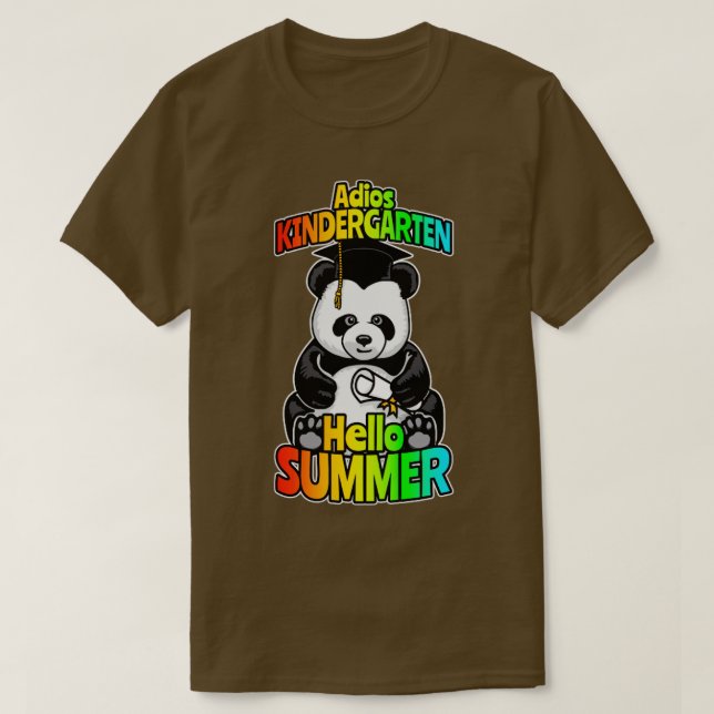 Adios Kindergarten Hej Summer Funny Lycklig Panda T Shirt (Design framsida)