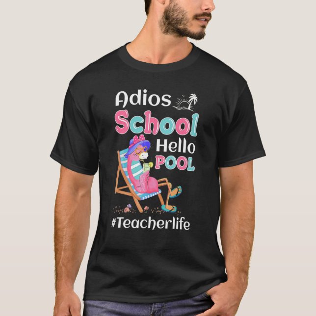 Adios School Hej Bassäng Flamingo Teacher Tee (Framsida)
