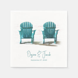 Adirondack Beach Chairs White Teal Bröllop Pappersservett