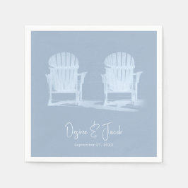 Adirondack Beach-stolar Dusty Blue White Bröllop Pappersservett