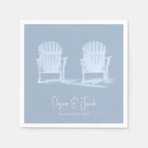 Adirondack Beach-stolar Dusty Blue White Bröllop Pappersservett