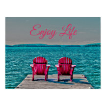 Adirondack Beach-stolar Rustic Teal Enjoy Life