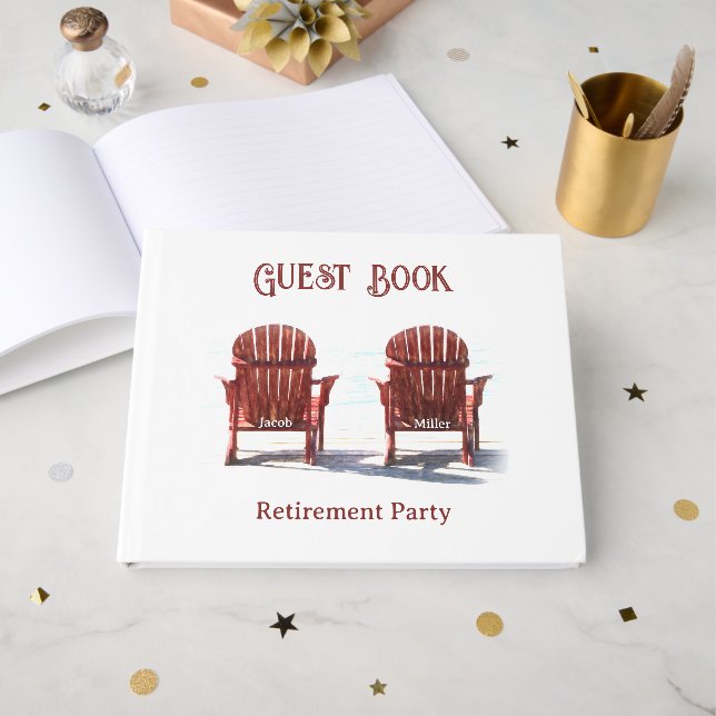 Adirondack-bruna strandstolar pensionsfest gästböcker (Framsida Öppen)