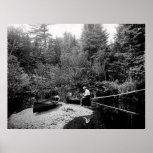 Adirondack Canoe-fiske Poster